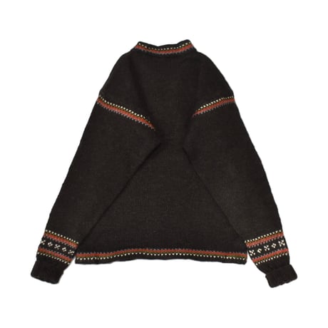 Vintage Nordic Metal Clasp Wool Sweater