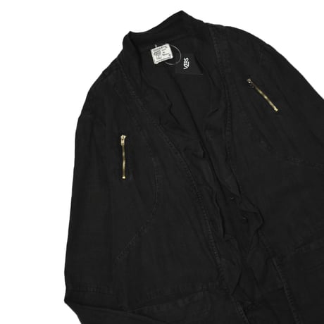 Black Linen Frill Shirt Jacket