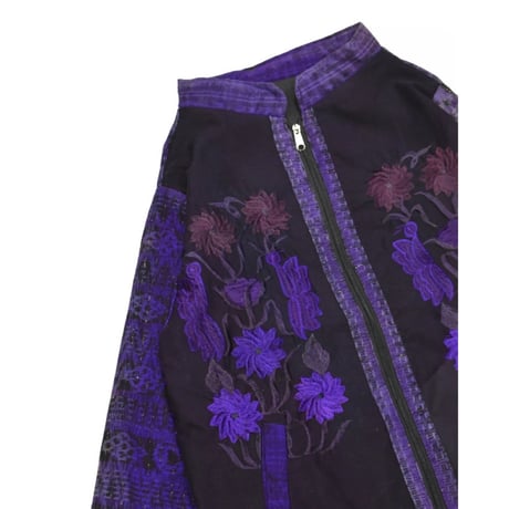 Floral Embroidery Zip Jacket