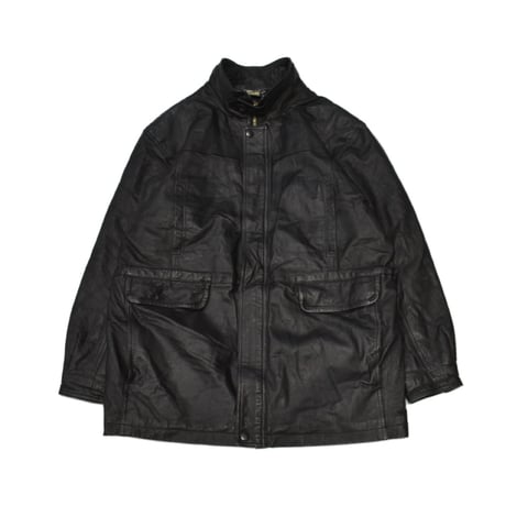 Leather Stand Collar Half Coat