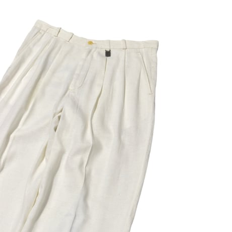 EURO Vintage Two Tuck Linen White Slacks