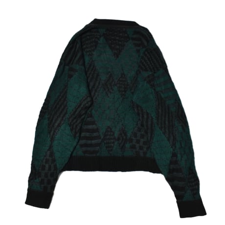 Vintage Geometric Argyle Knit Cardigan
