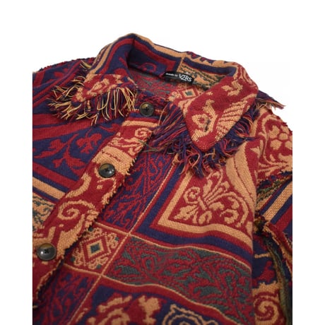 ”Remake by VERS” Fringe Collar Rug Jacket -Two Faces-