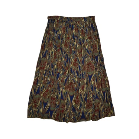 EURO Vintage Patterned Pleats Skirt