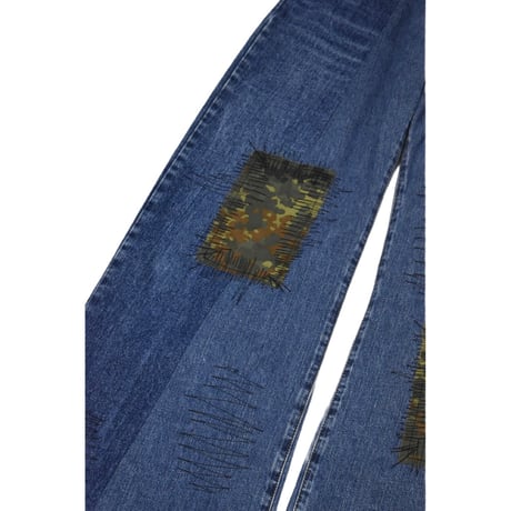 "Remake by VERS" German Military Patch Flare Denim Pants