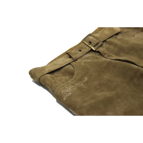 EURO Vintage Embroidery Tyrolean Real Suede Leather Pants