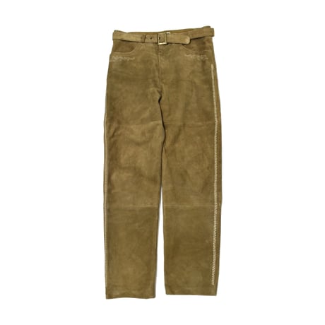 EURO Vintage Embroidery Tyrolean Real Suede Leather Pants