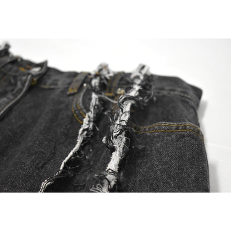 "Remake by VERS" Fringe Damage Flare Denim Pants