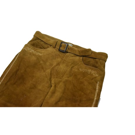 EURO Vintage Embroidery Tyrolean Real Suede Leather Pants