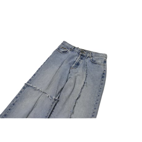 "Remake by VERS" Asymmetry Fringe Damage Flare Denim Pants