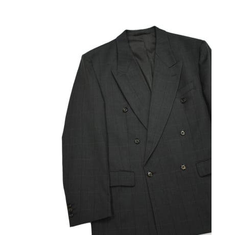EURO Vintage Green Tone Check Double Breasted Tailored Jacket