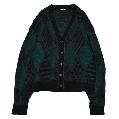 Vintage Geometric Argyle Knit Cardigan