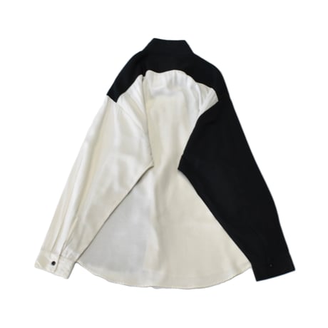 Rayon Blend Panel Stand Collar Shirt