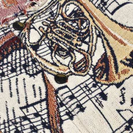 "Remake by VERS"  Vintage No-Collar Rug Jacket