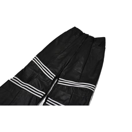 "Remake by VERS" Real Leather Stripe Wide Flare Pants