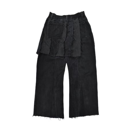 ”Remake by VERS” Half Skirt Layered Denim Trousers