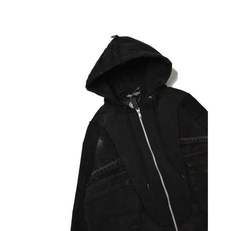 "Remake by VERS" Utility Denim Hoodie Jacket