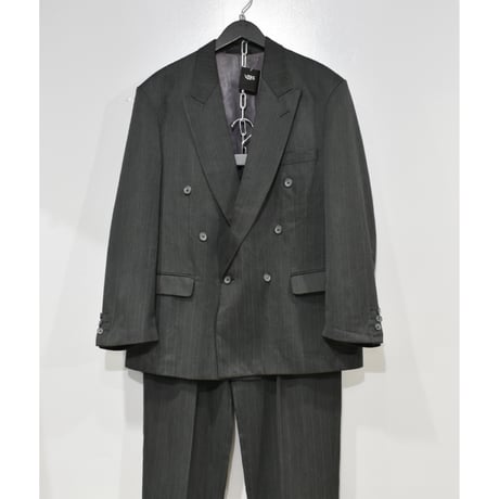 EURO Vintage Charcoal Stripe Double Breasted Tailored Set-Up