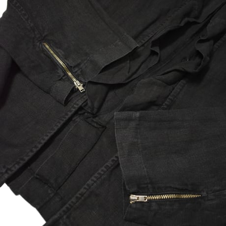 Black Linen Frill Shirt Jacket