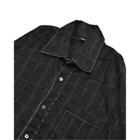 Sheer Check Stitch L/S Shirt