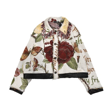 ”Remake by VERS” Fringe Collar Rug Jacket -Two Faces-