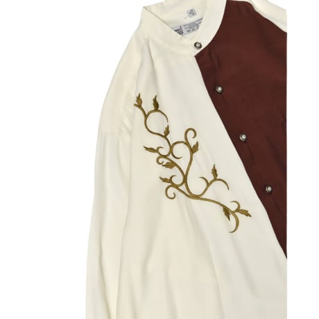 Vintage Embroidery Stand Collar L/S Shirt