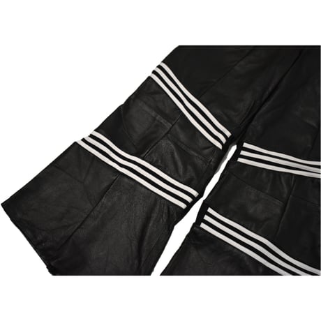 "Remake by VERS" Real Leather Stripe Wide Flare Pants