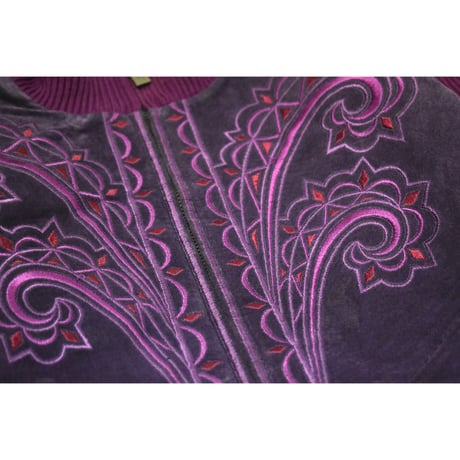 BoB Mackie Embroidery Knit Sleeve Suede Leather Jacket