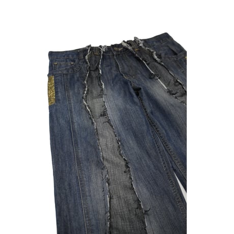 "Remake by VERS" Fringe Damage Flare Denim Pants