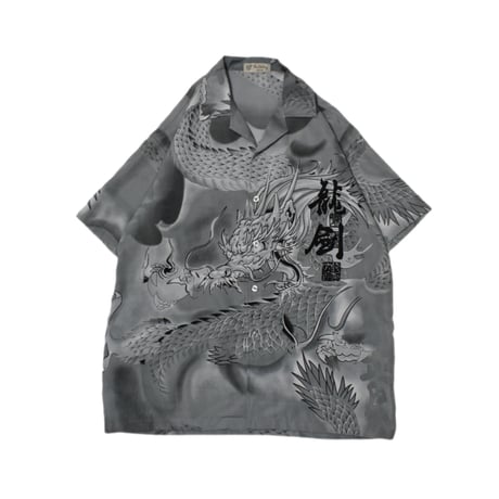 Dragon Pattern Open Collar S/S Shirt