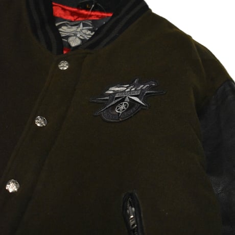 ”YAMAHA” Star Motorcycles Leather Sleeve Stadium Jacket