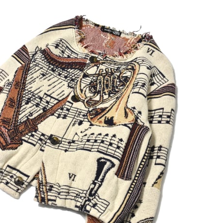 "Remake by VERS"  Vintage No-Collar Rug Jacket