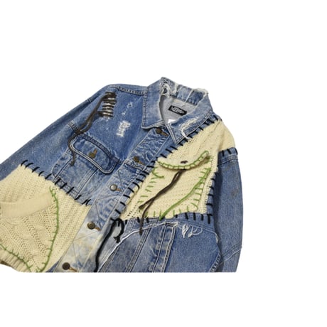 "Remake by VERS" Hand Stitch Docking Denim Jacket