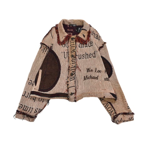 ”Remake by VERS” Fringe Collar Rug Jacket -Two Faces-
