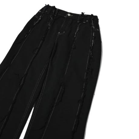 "Remake by VERS" Fringe Damage Flare Denim Pants - Original Overdye -