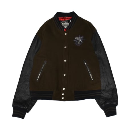 ”YAMAHA” Star Motorcycles Leather Sleeve Stadium Jacket