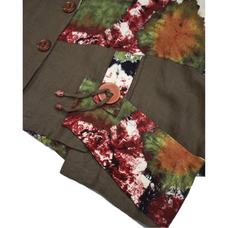 Earth Tone Tie-Dye Panel Shirt Jacket