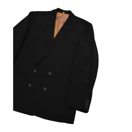 EURO Vintage Linen Blend Double Breasted Jacket -Black-