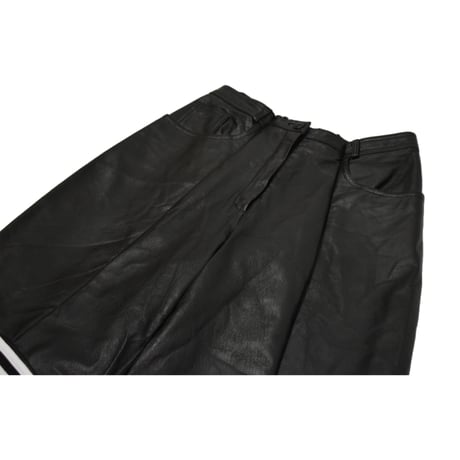 "Remake by VERS" Real Leather Stripe Wide Flare Pants