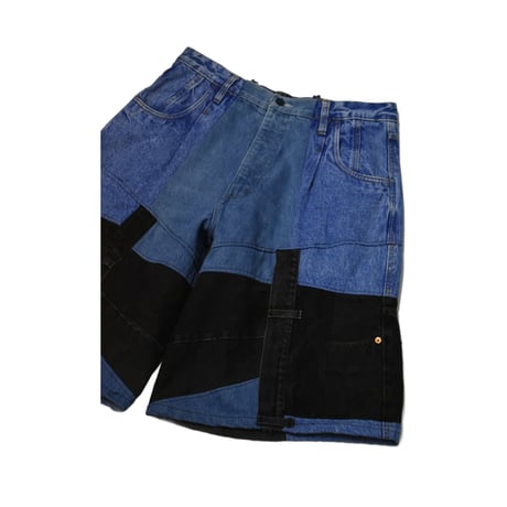 "Remake by VERS" Switching Buggy Half Denim Pants