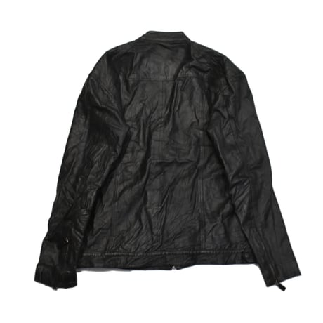 Vintage Minimal Stand-Collar Leather Jacket