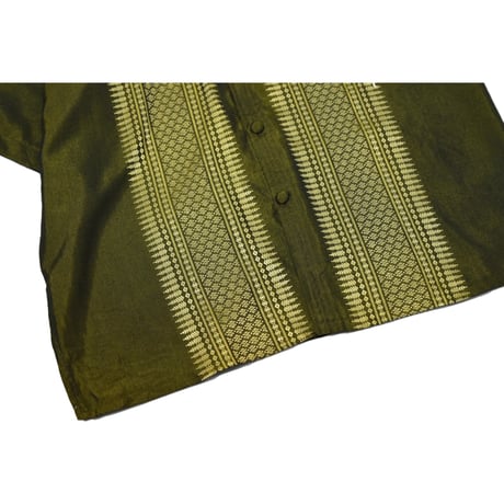 Patterned Stand Collar S/S Shirt