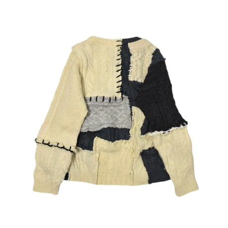 "Remake by VERS" Aran Knit Patch Design Sweater