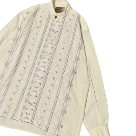 Vintage Embroidery Stand Collar L/S Shirt