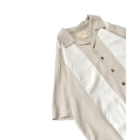 Switching Open Collar Silk S/S Shirt