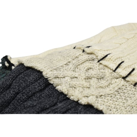 "Remake by VERS" Aran Knit Patch Design Sweater