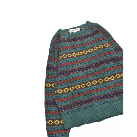 Geometric Stripe Wool Knit Sweater