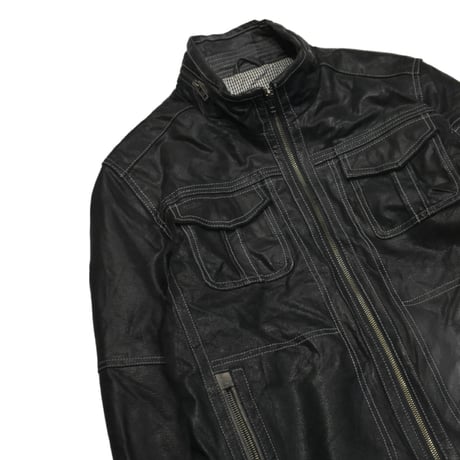 Vintage Black Utility Leather Jacket