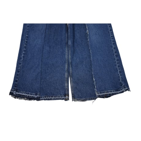 "Remake by VERS" Asymmetry Fringe Damage Flare Denim Pants