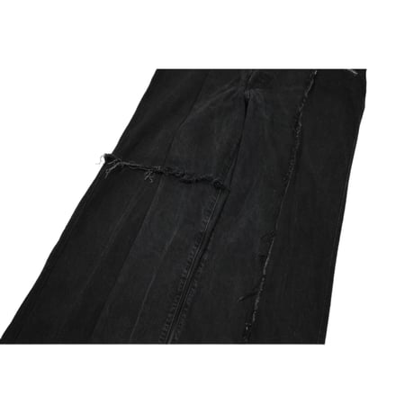 "Remake by VERS" Asymmetry Fringe Damage Flare Denim Pants